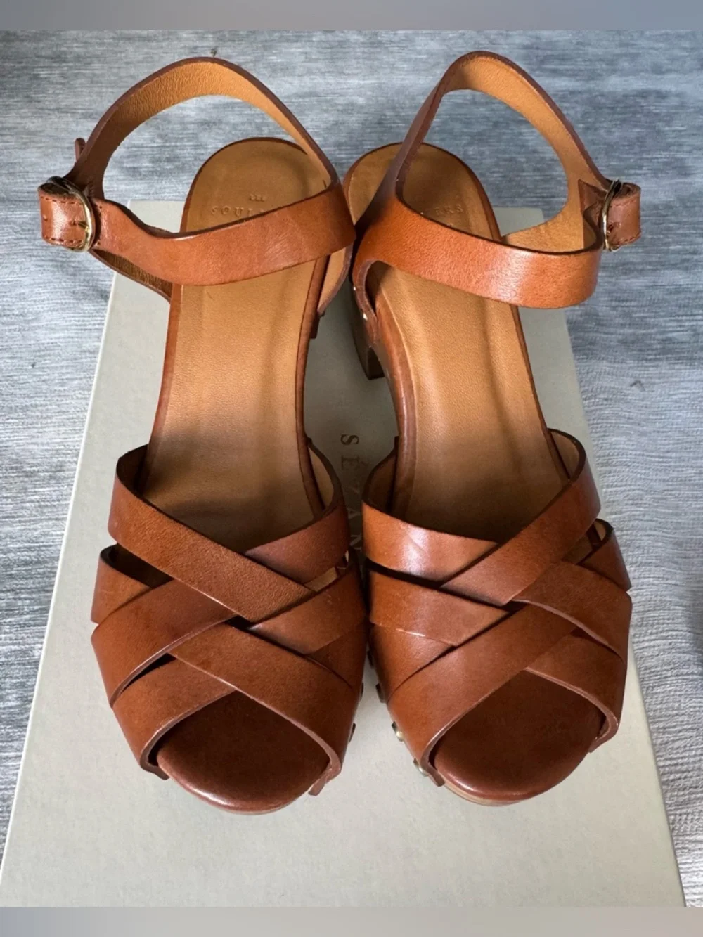 Sezane Isabelle Clogs in Smooth Camel - Picture 3 of 8